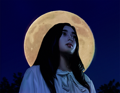 Hanagatami CGart art cg cgart digitalart drawing illustration japan moon night people photoshop portraits