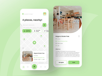 Gluten Free Restaurant Finder App.2 app app design branding clean design food app icons ios map minimal mobile app mobile user experience mobile user interface navigation online shop payment product design restaurant app ui ux