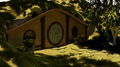 Hobbit house 3d art 3d artist 3d illustration 3d modeling blender blender3d design hobbit illustration