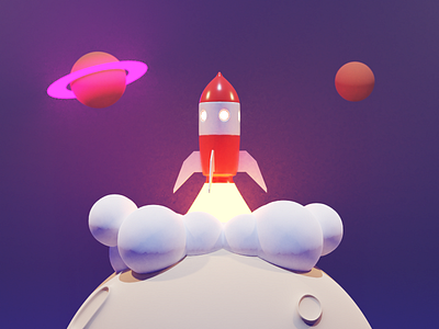 Rocket 3d art blender blue illustration rocket space