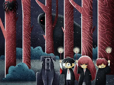 Forbidden Forest dog forbidden forest harry potter harrypotter hogwarts illustration magic spider witch wizard