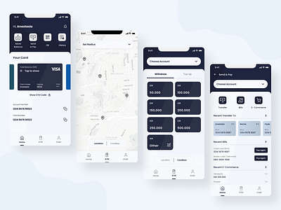 Mobile Banking App design exploration finance finance app mapping maps mbanking mobile mobile banking mobile banking app mobile design mobile ui money money app money transfer uiuxdesign