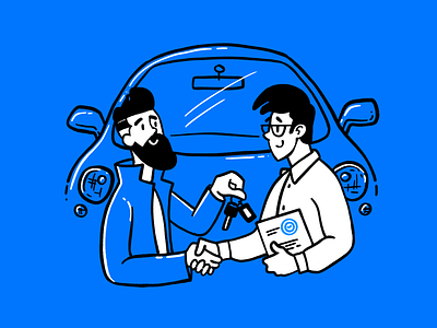 Car purchase blue car purchase car sale cars deal illustration ipad pro procreate two dudes