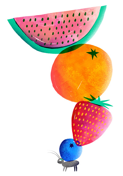 Fruit Ant #1 ant book childrens childrens book childrens illustration cute digital digital art food food illustration fruit fruit illustration illustration insect illustration insects kids kids books procreate procreate app texture