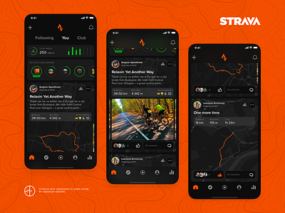 Strava App Dark Mode Redesign dark mode mobile app design mobile ui strava