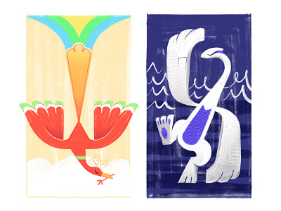 Ho-Oh & Lugia Rispgraph prints illustration logo pokemon pokemon go pokemongo procreate risograph risography sketch