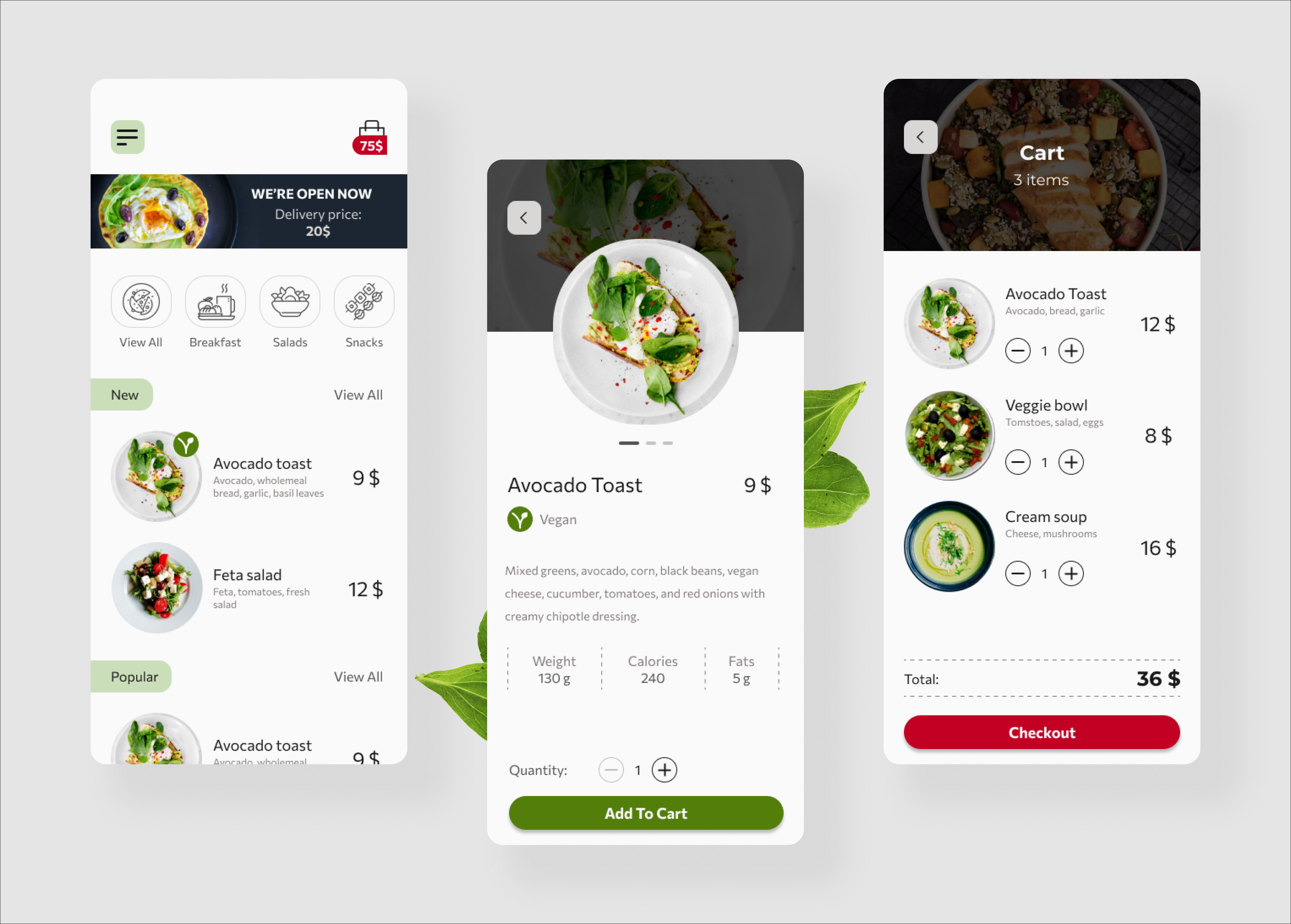 Example of Food Delivery App Design