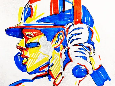 Baseball Player Illustration baseball drawing enotsdesign illustration primary colors sports