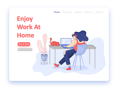 Enjoy Work At Home app design flat icon illustration illustrator photoshop ui ux web