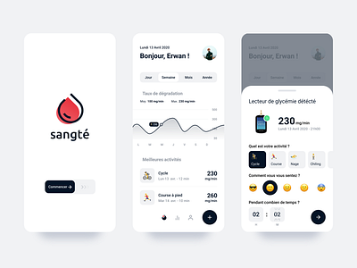 Medical app. - Sangté #2 app app design blood brand identity branding care curve design ios medical medical app medical care medicinal medicine medicine app ui ux