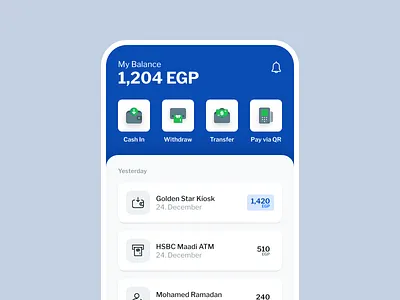 Digital Mobile Wallet Home Page Teaser app balance blue concept digital banking fintech grey home page money transactions wallet