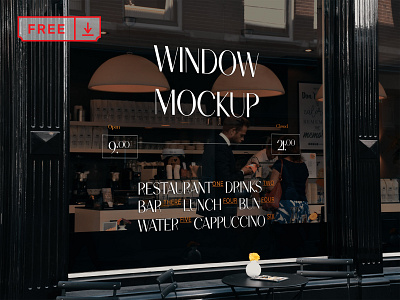 Free Restaurant Window PSD Mockup branding design download free freebie identity logo mockup psd restaurant sign storefront template typography window