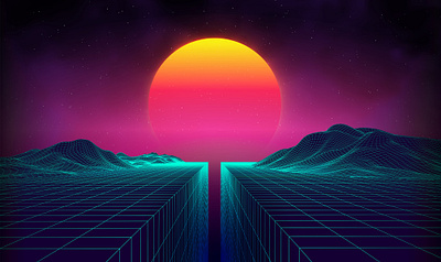 Retro background futuristic landscape 1980s style. 1980 1990s 3d 70s 80 80s retro 80s style 90s abstract background blue computer design future futuristic illustration music space technology vector