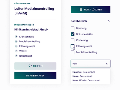 UI Components for Medical Job Board component figma medical modern simple design symbol ui ui component web webdesign website