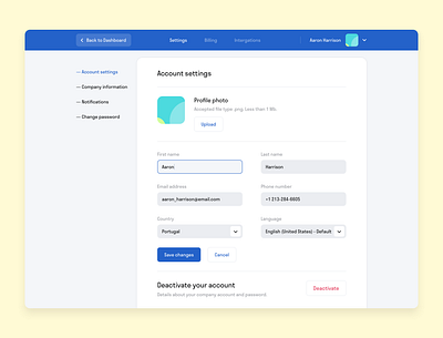 Account settings typogaphy ui ui design web web form