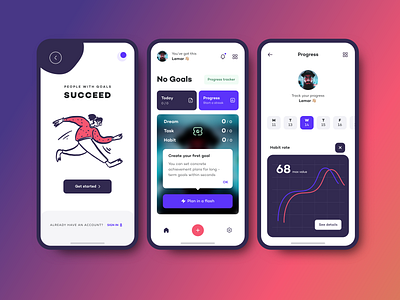 Goal Achievements - Mobile App adobexd app design apps colors giomak goals mobile app mobile app design mobile design mobile ui mobile uiux ui uidesign ux uxdesign vibrant webdesign