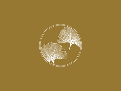 Logomark by Labels Studio botanical illustration branding floral illustration ginkgo ginkgo leaves ginkgo logo illustration line art logo design mark minimal organic logo skincare logo wellness logo