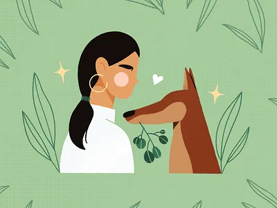 feelin' green art character design doberman dog heart illustration plants procreate sketch sparkles texture
