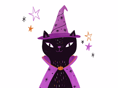 Catoween cat halloween illustration watercolor