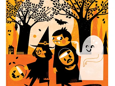 october emailer children cute halloween trick or treat happy illustration texture