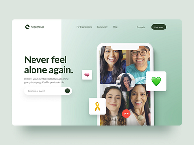 Redesigned Hugagroup's Website app clean clean ui design green mental health mental health awareness mobile app ui web web deisgn web design web designer web development webdesign website website design