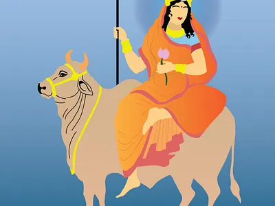 Shailputri design illustration india indian navratri vector