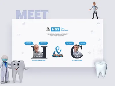 DENTIST UI UX DESIGN MEET THE DOCTOR SECTION branding design flat minimal ui user experience user interface ux web website