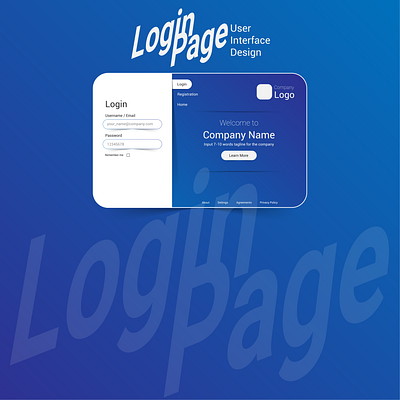 UI / UX Design of a Web Login page adobe illustrator adobe xd app design illustration logo ui ux web design web ui