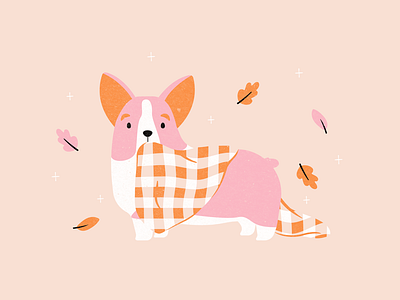 Drawlloween Prompt 9: Plaid corgi corgis fall fall illustration inktober inktober2020 leaves plaid vectober2020 vectored