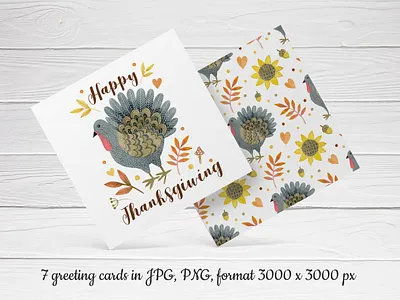 Thanksgiving greeting card art birds design drawing folk folkart graphicdesign illustration pattern art pattern design