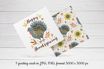 Thanksgiving greeting card art birds design drawing folk folkart graphicdesign illustration pattern art pattern design