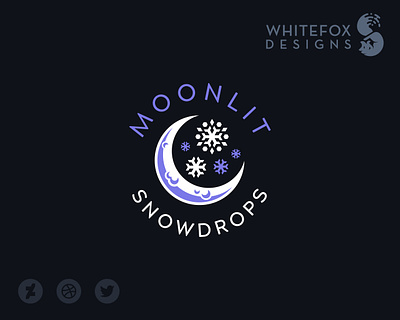 MOONLIT branding design logo moon snow snowflake vector