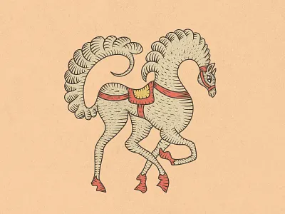 Folk horse dribbble emblem fairy tale fairytale folk folklore graphic horse illustration russia russian slavic symbol vector