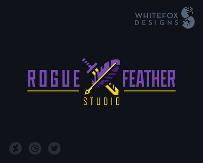 Rogue Feather Studio branding design feather logo quill sword vector