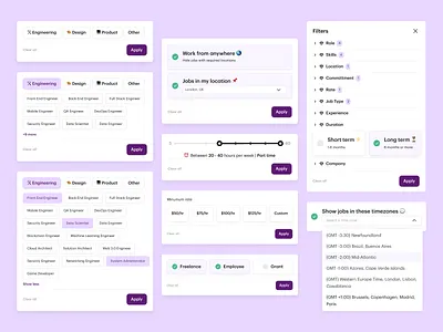 Job Filters 👀 design filtering filters freelance full time jobs job filters job search jobs mobile mobile design part time jobs product product design talent talent search ui ux web3
