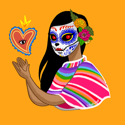 Milagritos, la Calaverita de Azúcar Morena calaverita de azucar catrina character design characters design dia de muertos digital art doodle drawing illustration illustrator quick sketch
