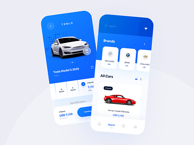 Carsy UI Kit 2 Screens - P2 360 view app app design app ui brands car car rent clean clean ui design minimal minimalism mobile rental rental app rental car shopping trend ui uidesign