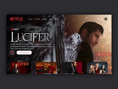 Netflix UI Redesign adobexd application design minimal netflix redesign ui user experience userinterface ux website windows 10