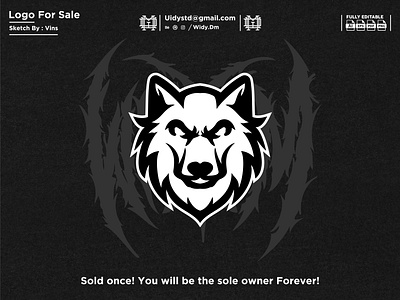 Wolf Logo animal animal logo branding breed breed logo custom logo design logo logo for sale mascot mascot logo monogram pet logo pets pets logo pre made logo wolf wolf logo