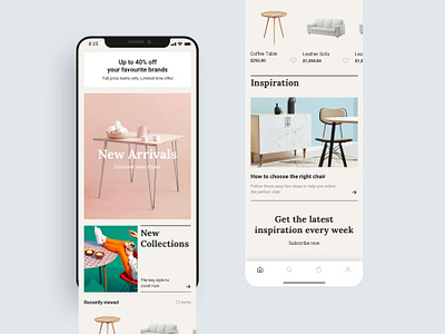 Furnitures App Homepage UI Design adobe xd ar augmented reality ecommerce figma furniture app mobile mobile app mobile app ui design shopping app sketchapp ui ui design ui kit ui ux design 应用 应用界面 设计