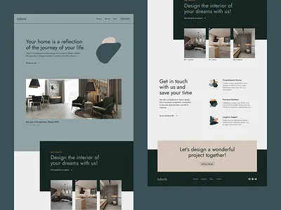 tulumi web design green grid interior landing page layout minimal ui ux web web design website wireframes
