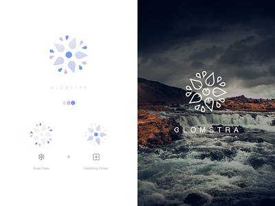 Blomstra Logo bloom blue calm cool flow flower logo heart home iceland light logo logo design branding minimal purple rose simple snow ui water