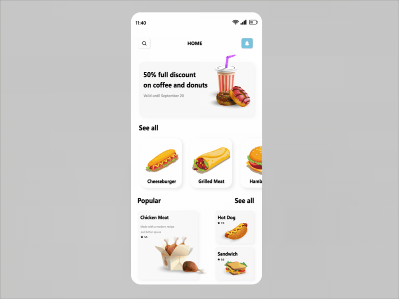 Pizza fast FOD APP app ui