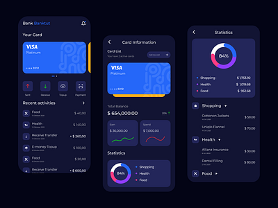 Mobile Banking App app apps design bank app dark ui darkmode design figma finance app mobile ui mobilebanking mobileui ui ui design uiuxdesign ux