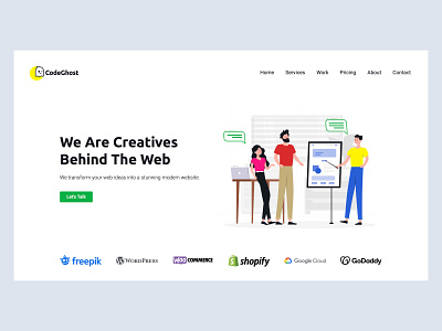 CodeGhost Website Design Concept branding design illustration landing page landing page design minimal ui ui ux ui design ux ux design web design website concept website design websites