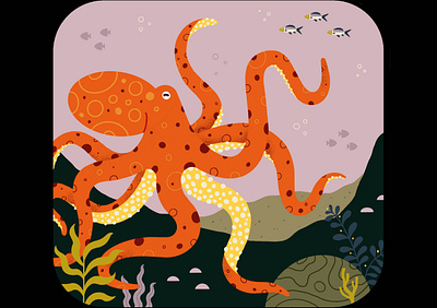 Octopus diving drawing fish illustration kraken ocean ocotopus procreate reef sea underwater viewmaster