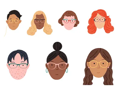 100 Years in Glasses decades drawing frame glasses illustration photoshop procreate styles