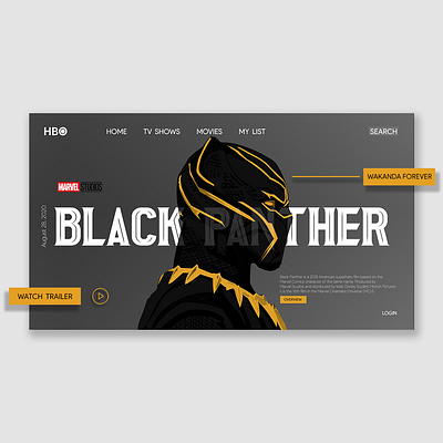 Black panther app design flat graphic design minimal ui ux web webdesign website