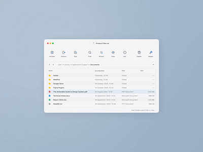 WinRAR MacOS Application app clean concept design desktop application figma file manager gif iconography inspiration macos minimal neomorphic neomorphism ui ux video winrar zip