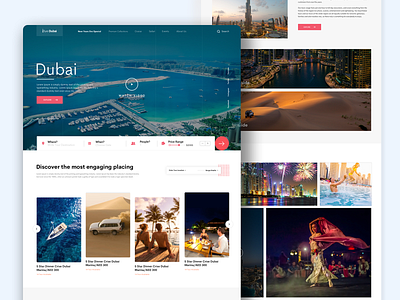 Tour Dubai landing Page app branding clean creative design. fashion minimal typography ui ux website